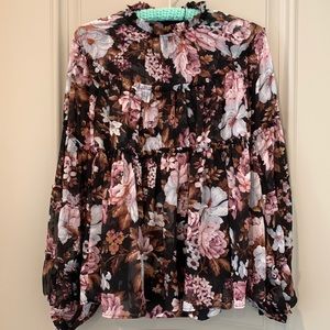 Anthropologie o.p.t. Floral Ruffled Blouse